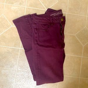American Eagle Hi-Rise Burgundy Jegging
